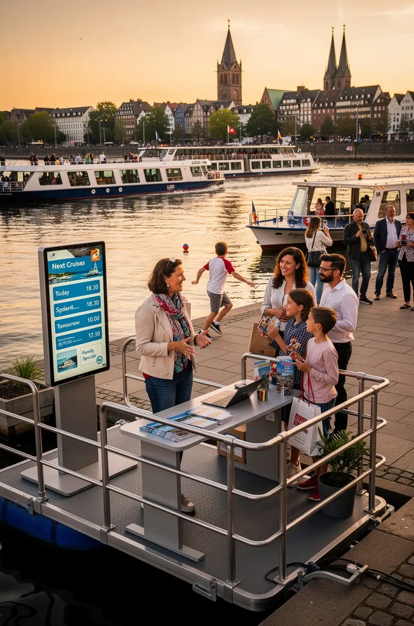 Teammeeting im Büro zur Optimierung von Flusskreuzfahrt-Angeboten und Kundenservice